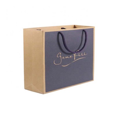 Wholesale Custom Printed Your Own Logo White Brown Kraft Gift Cartoon Craft Shopping Paper Bag With Ribbon Handles