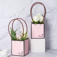 custom pink flower pattern printing waterproof paper flower bag paper packaging bag