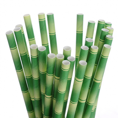 Wholesale Biodegradable  8Mm Green Bendable Paper Straw