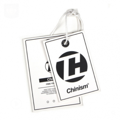 Color printing both sides die cut label hanging string paper hang tag