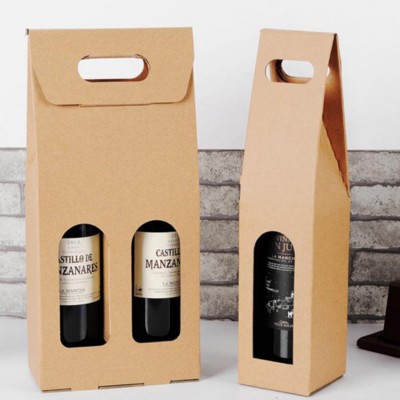 Cheap Factory Custom 2 ply Packing Kraft Paper Wholesale Fancy Luxury Wine Bottle Paper Gift Bag With Logo Print