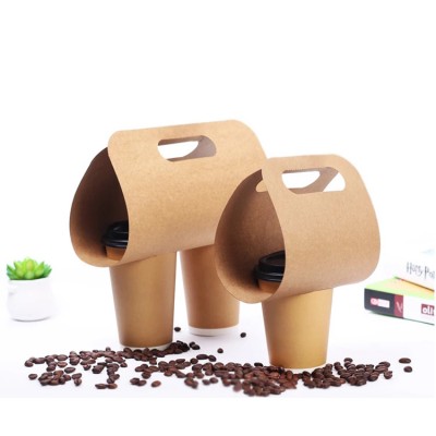 convince Custom logo printed take away coffee cups holder  kraft paper holder box for 2 or 4 cups